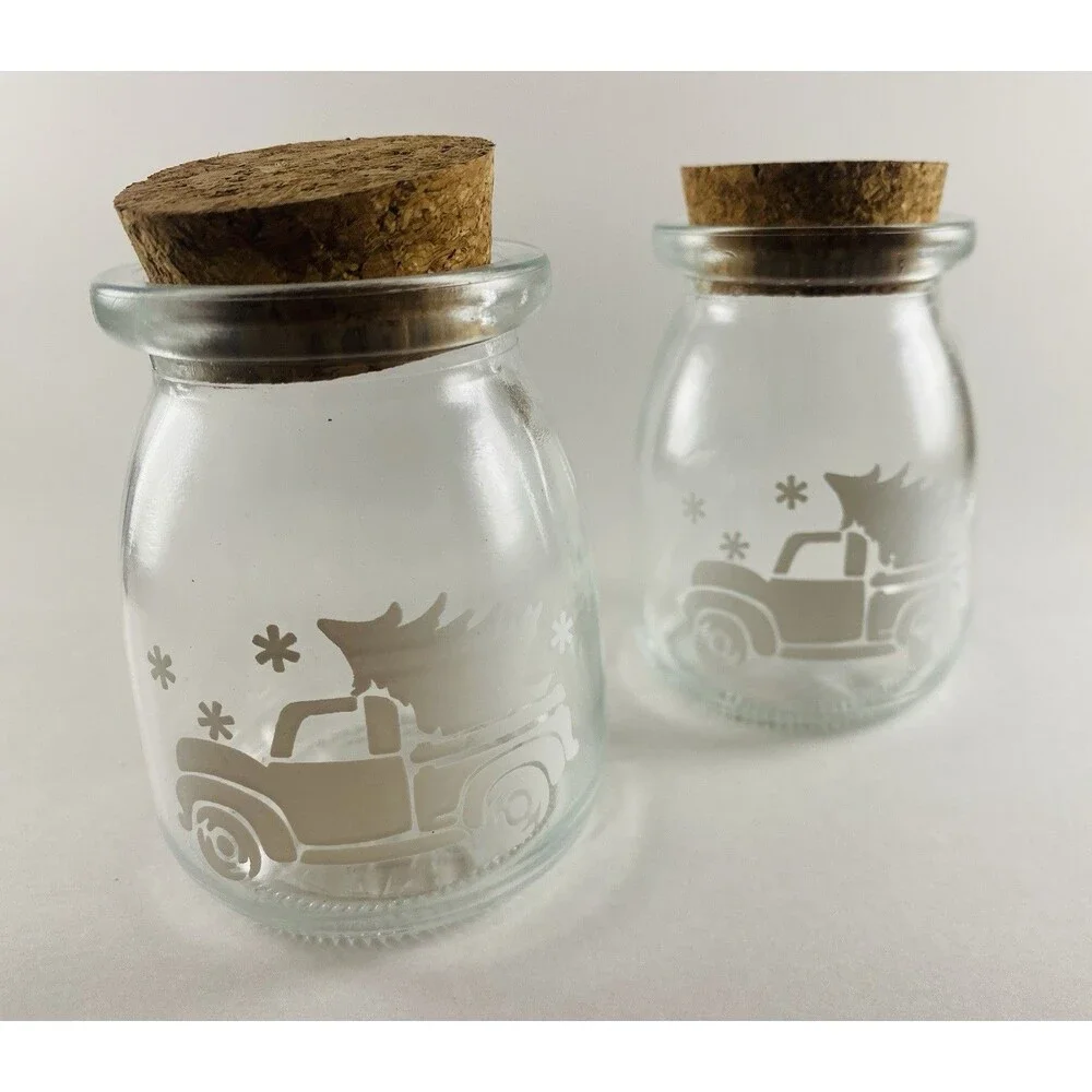 Vintage Glass Apothecary Jars with Stepped Tiered Lids – Set of 2, Elegant Decor